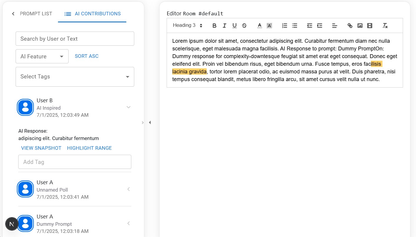 Contribution list with tags